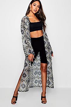 Boohoo Sandy Chain Print Chiffon Kimono