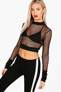 Boohoo Monica Fishnet Mesh Crop