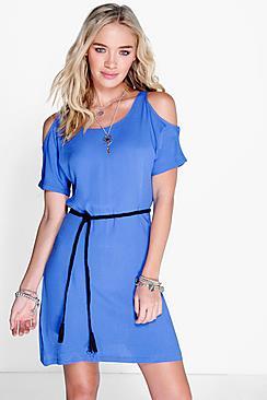 Boohoo Charlotte Woven Cold Shoulder Dress