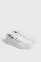 Boohoo Crackle Effect Matte Pu Trainers With Zip