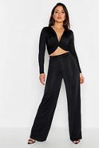 Boohoo Twist Top & Wide Leg Trouser Co-ord