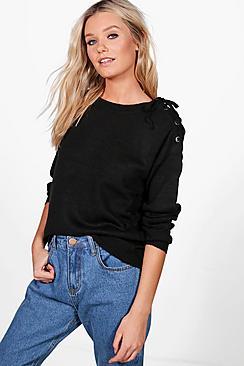 Boohoo Bella Lace Up Shoulder Jumper