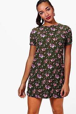 Boohoo Freyja Cap Sleeve Shift Dress