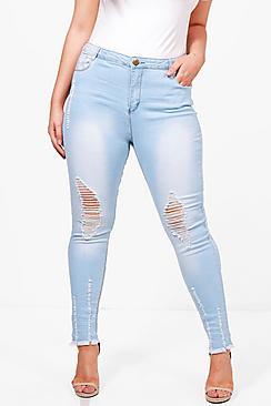 Boohoo Plus Holly Ripped Skinny Jean