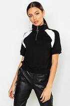Boohoo Short Sleeve Half Zip Crop Sweat