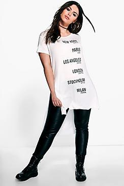 Boohoo Plus Grace Printed Longline Tee