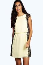 Boohoo Sia Lace Panel Double Layer Shift Dress