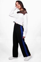 Boohoo Petite Eve Contrast Panel Wide Leg Relaxed Trouser Royal