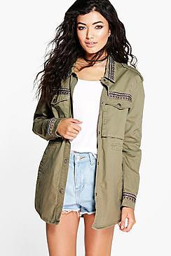 Boohoo Amelia Embroidered Trim Utility Jacket