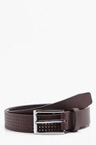 Boohoo Brown Perforated Belt With Classic Sliver Buckle
