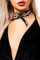 Boohoo Grace Lace And Gem Statement Tie Up Choker