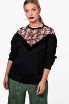 Boohoo Plus Zoe Floral Tassel Sweatshirt