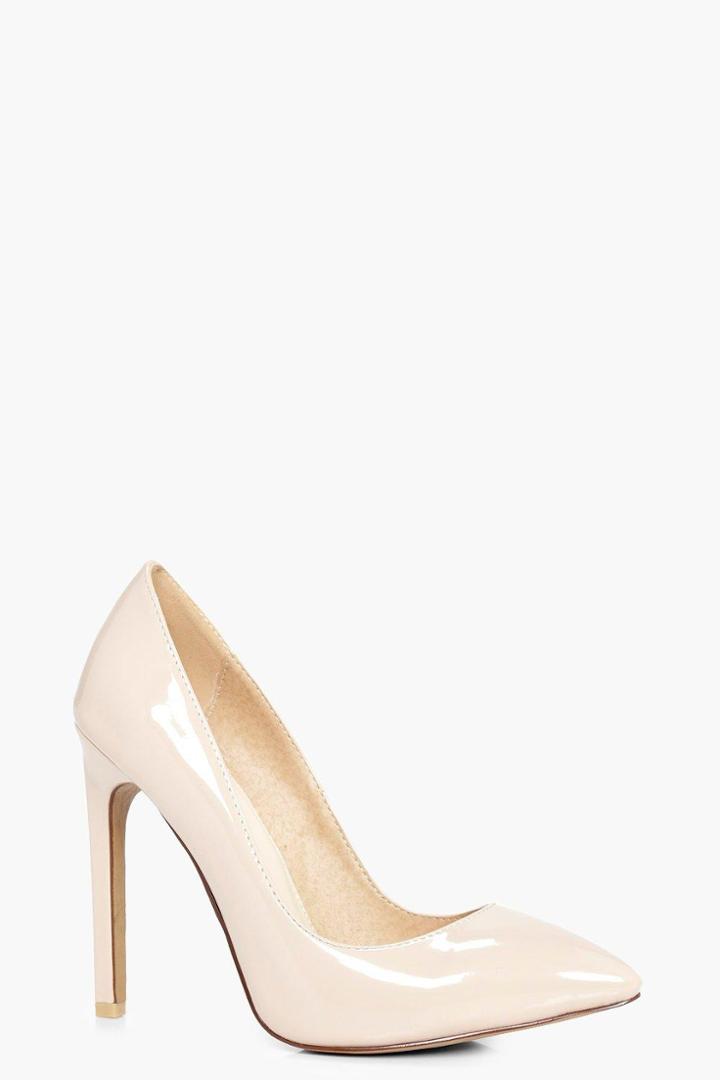 Boohoo Millie High Heel Court Shoe Patent Nude