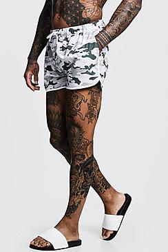 Boohoo Camo Print Runner Swim Short