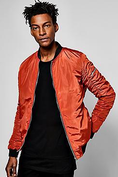 Boohoo Orange Ma1 Bomber Jacket With Ruched Back