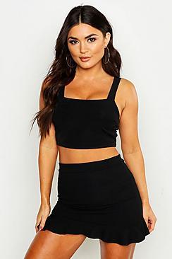 Boohoo Peplum Frill Hem Mini Skirt