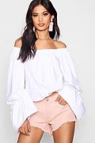 Boohoo Ruched Sleeve Blouse