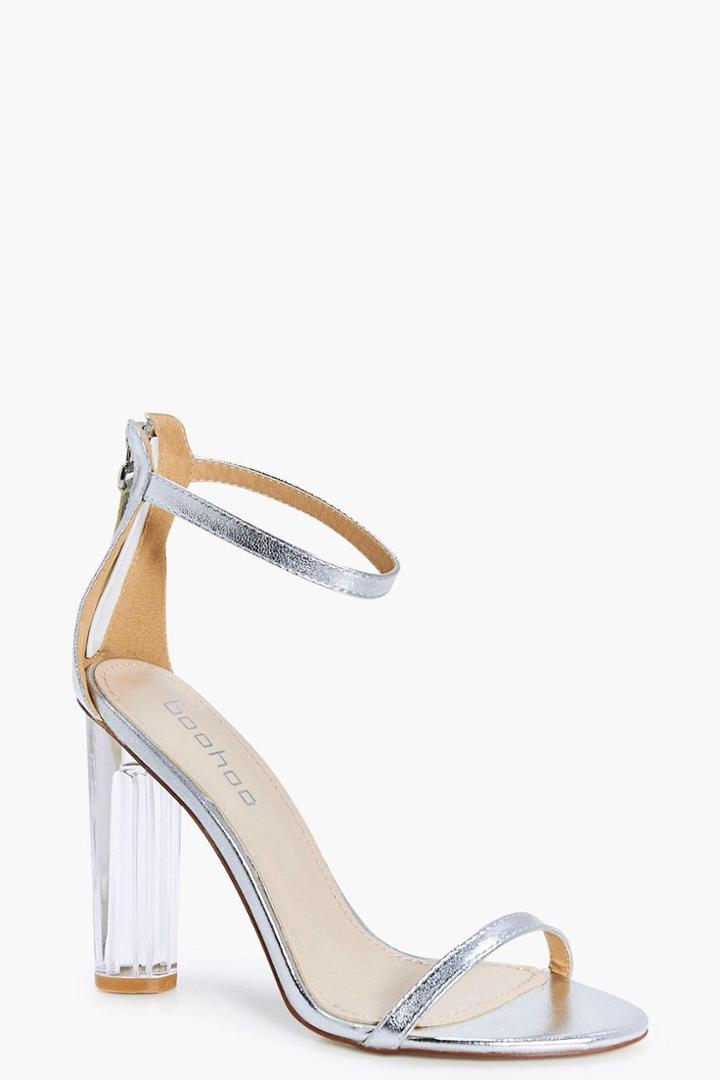 Boohoo Esther Clear Heel Two Part Silver