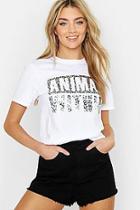 Boohoo Unisex Silver Leopard Foil Animal Within Tee