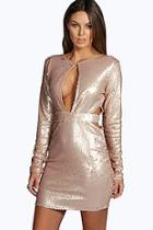 Boohoo Boutique Lulu Sequin Cut Out Bodycon Dress