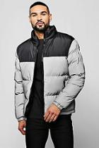 Boohoo Reflective Puffer Jacket With Contrast Panel