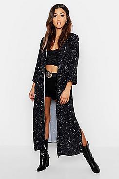 Boohoo Woven Star Sign Longline Kimono