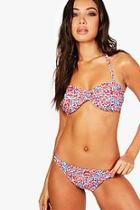 Boohoo Mexico Ditsy Floral Strappy Bandeau Bikini