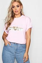 Boohoo Plus Verity Milan Slogan Foil T Shirt
