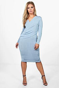 Boohoo Plus Liza Slinky Wrap Bodycon Dress