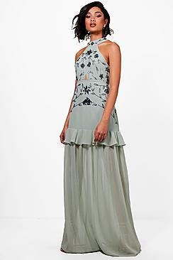 Boohoo Tall Faye Boutique Halterneck Maxi Dress