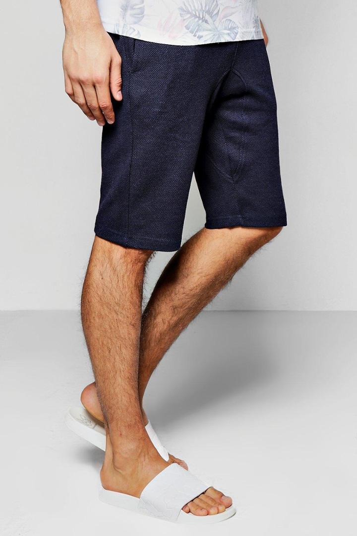 Boohoo Waffle Jersey Shorts Navy