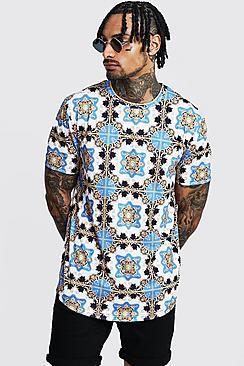 Boohoo Tile Print Crew Neck T-shirt