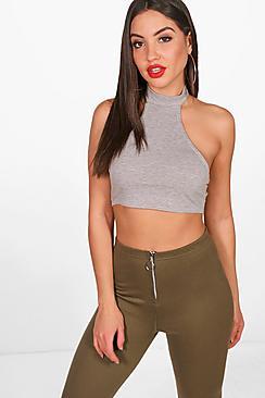 Boohoo Libby Basic High Neck Scoop Back Crop