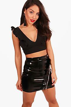 Boohoo Ruffle Plunge Crop