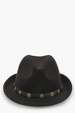 Boohoo Kelly Metal Trim Western Fedora