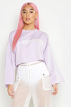 Boohoo Innocent Raw Edge Cropped Sweat