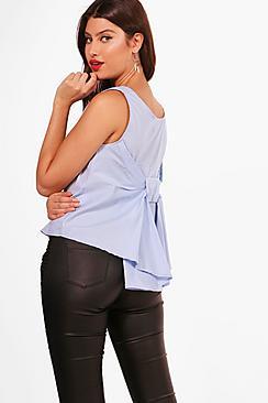 Boohoo Annabelle Bow Back Shirt Blouse