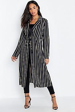 Boohoo Tall Stripe Woven Duster Jacket
