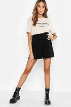 Boohoo Cord Belted Paperbag Shorts