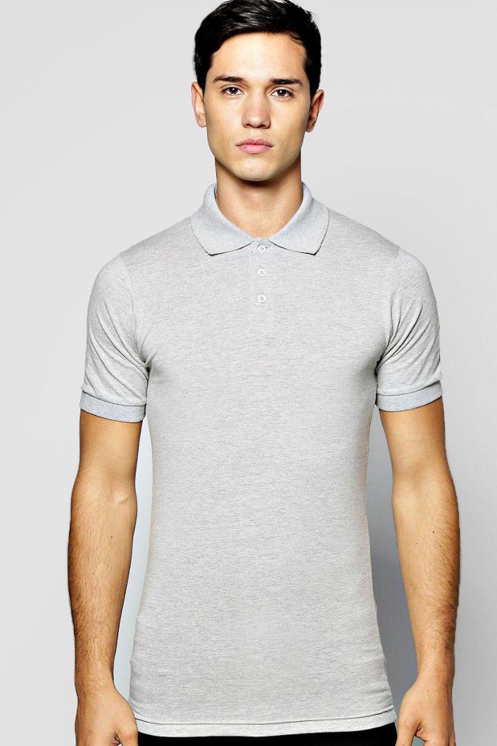Boohoo Short Sleeve Extreme Muscle Fit Polo Grey