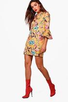 Boohoo Autumnal Floral V Neck Front Shift Dress