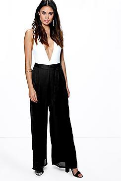 Boohoo Lavinia Tie Waist Wide Leg Trouser