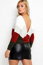 Boohoo Plus Stripe Knot Back Sweater