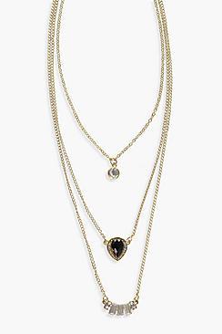 Boohoo Eliza Layered Diamante And Gem Necklace
