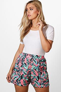 Boohoo Plus Serena Palm Flippy Shorts