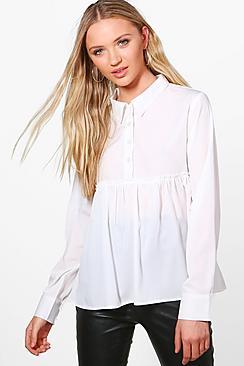 Boohoo Robyn Wide Hem Button Up Shirt