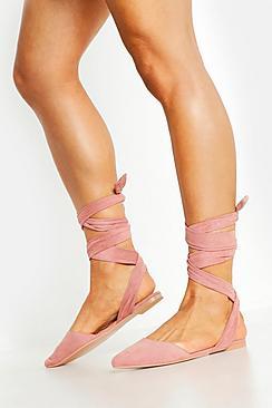 Boohoo Wrap Strap Pointed Flats