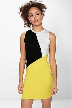 Boohoo Elsie Sleeveless Colour Block Bodycon Dress