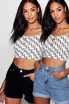 Boohoo Tall High Waist Twin Pack Denim Mom Shorts