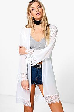 Boohoo Lexi Lace Trim Kimono